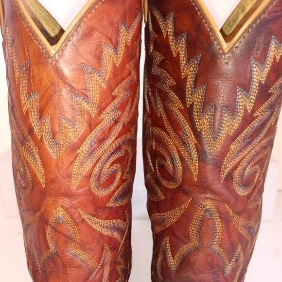 JUSTIN Ladies Sz 7.5B L4562 Chestnut Marbled Leather Deerlite Western Dress Boot - Picture 10 of 15